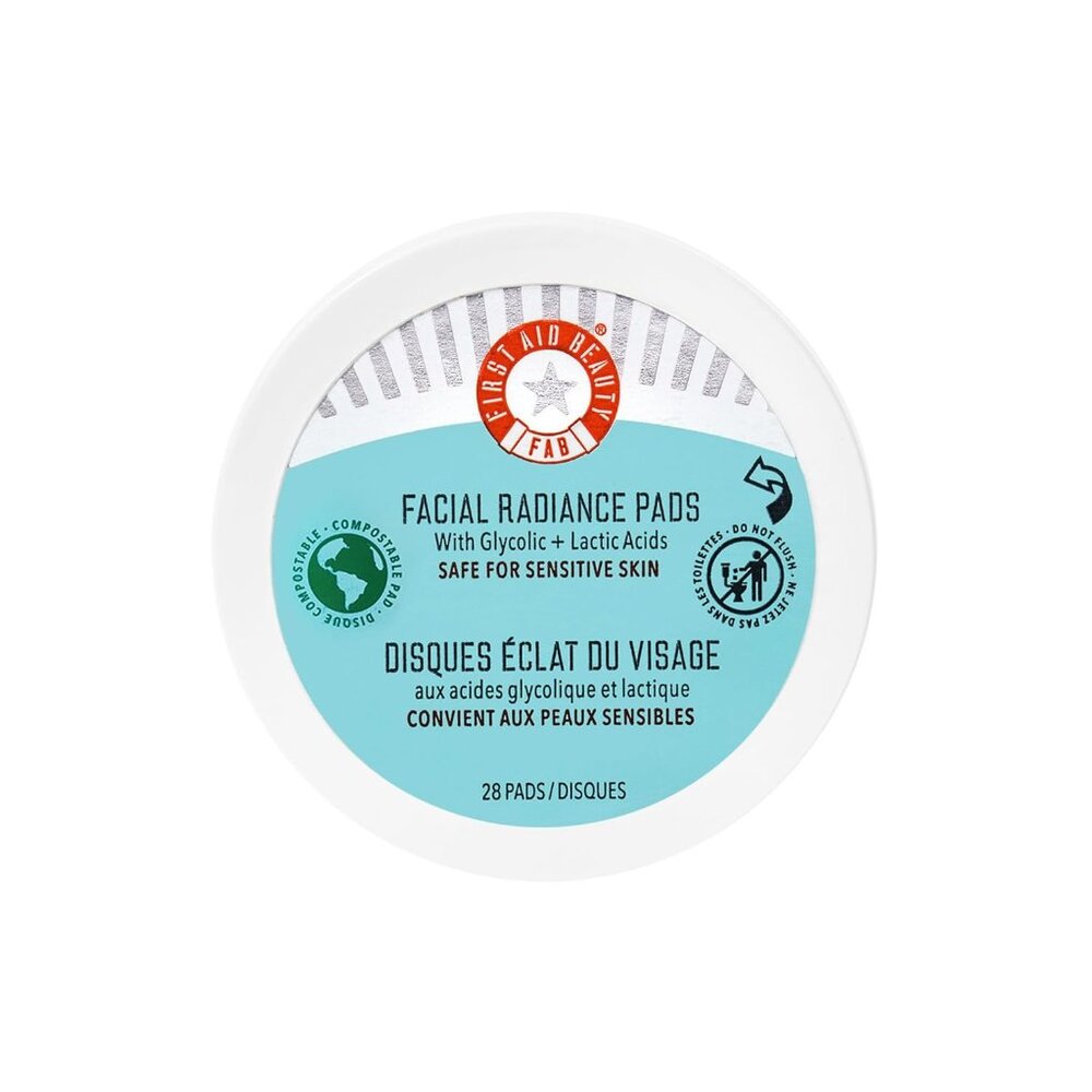Vegan Facial Radiance Pads – Brighten & Tone Skin with AHA, 28 Compostable Pads